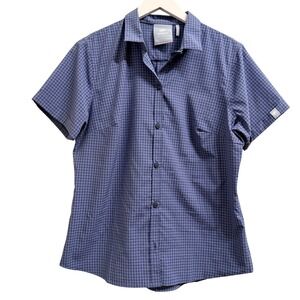 Mammut Aada Shirt SS Button Up- Medium Airy Hiking Leisure Camp, Gingham BLUE